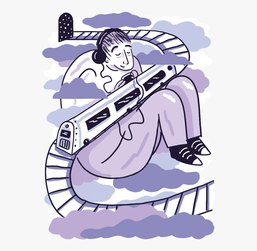 A Fantasy Illustration Of A Person Listening To Music - Cartoon, Transparent Clipart