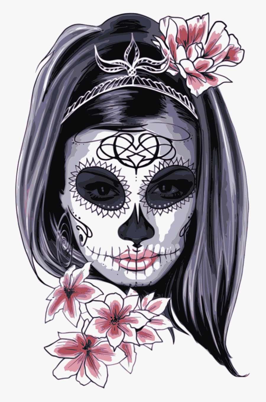 Head,skull,face - Santa Muerte La Catrina, Transparent Clipart
