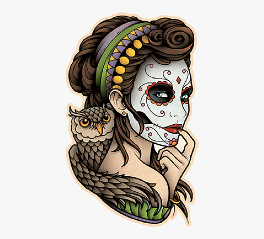 Tattoo Flash La Calavera Catrina Dead Of Clipart - Traditional Day Of The Dead Design, Transparent Clipart