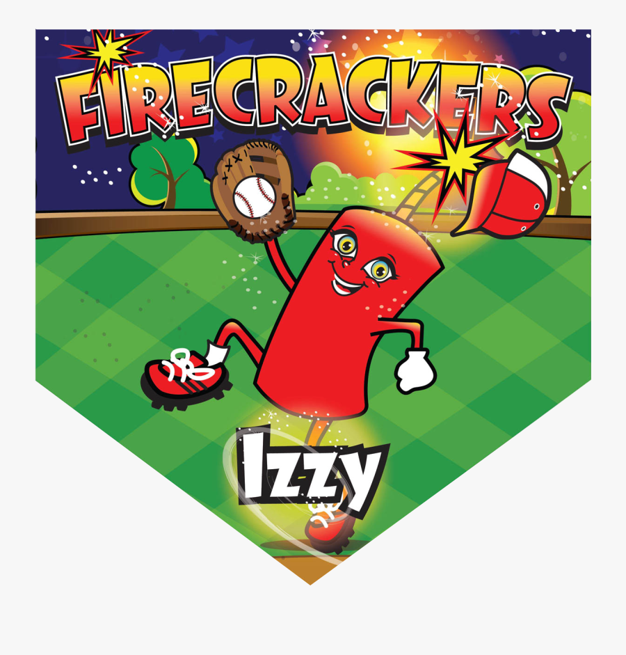 Firecrackers Home Plate Individual Team Pennant - Cartoon, Transparent Clipart