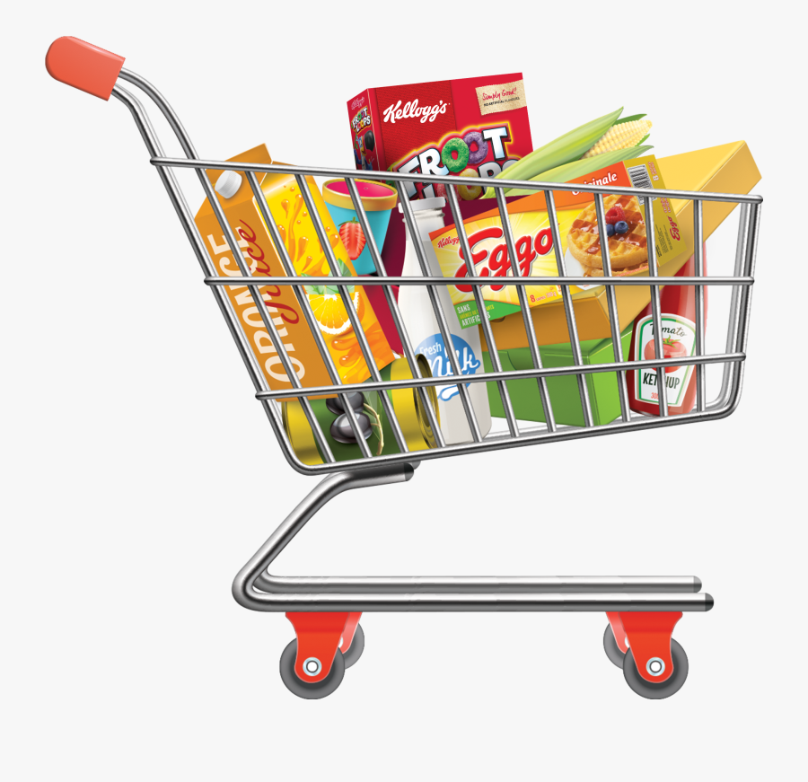 Grocery Clipart Go To Store - Grocery Shopping Cart Png, Transparent Clipart