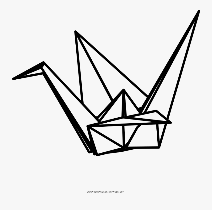 Origami Crane Coloring Page - Grulla De Papel Dibujo, Transparent Clipart