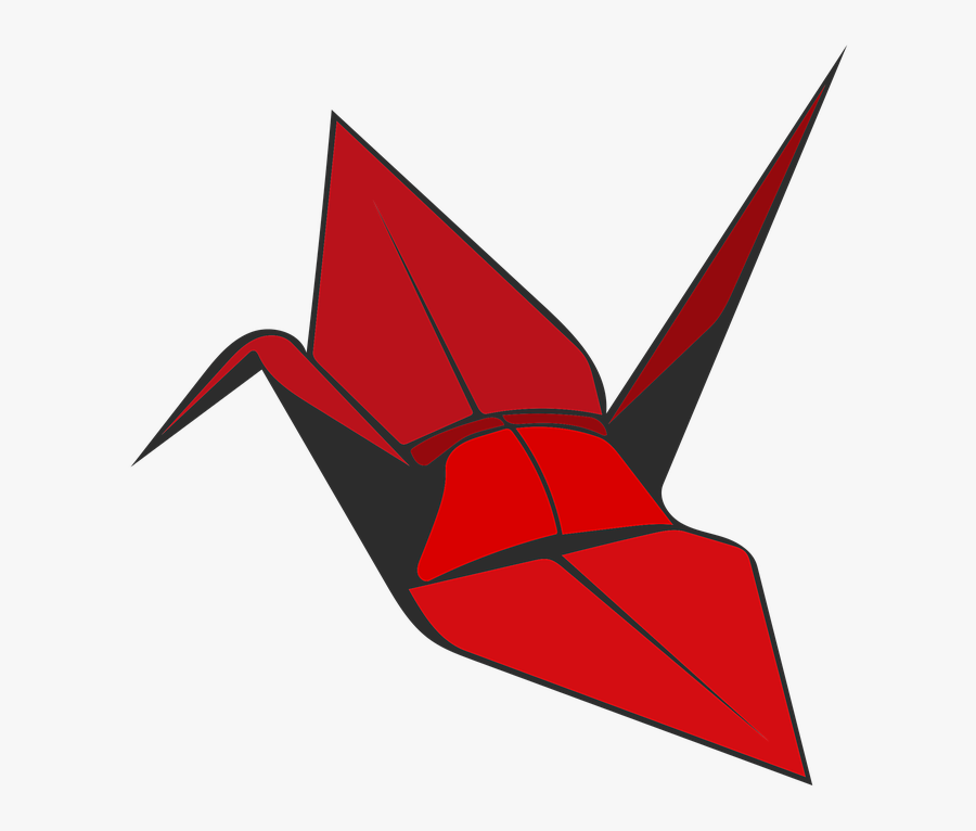 Origami, Crane, Red, Bird, Paper, Decoration, Symbol - Origami Crane Transparent Background, Transparent Clipart