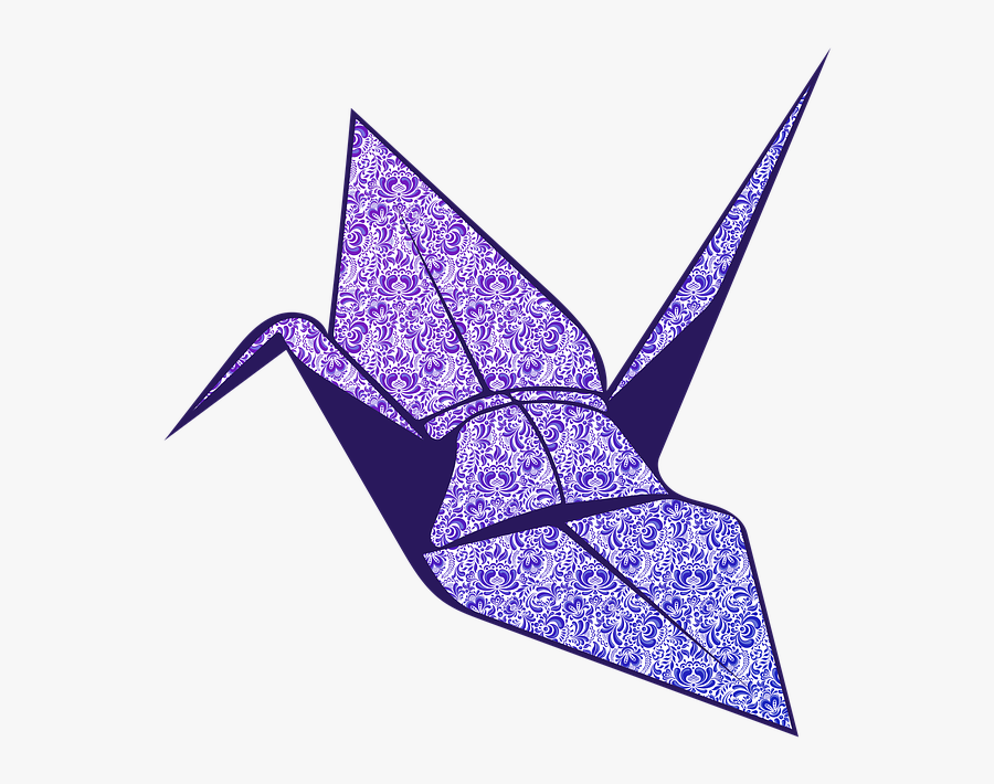 Crane, Origami, Blue, Paper, Bird, Symbol, Decoration, - Paper Crane Graphic Transparent Background, Transparent Clipart
