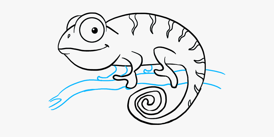 How To Draw Chameleon - Line Drawing Of Chameleon, Transparent Clipart