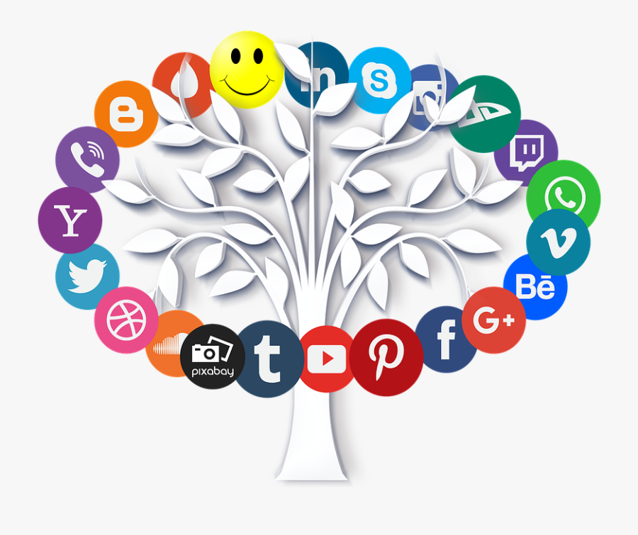 Social Media Icon Tree, Transparent Clipart