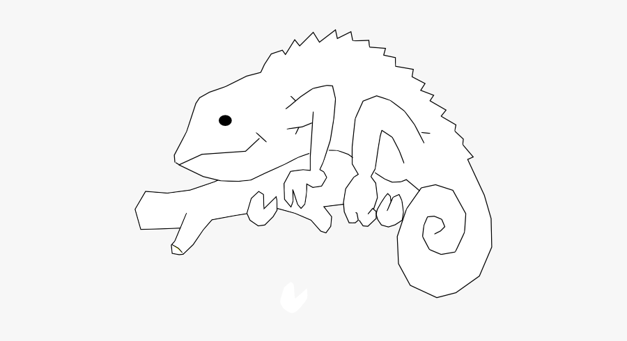Camaleon Cameleon Black White Line Art 555px - Chameleon, Transparent Clipart