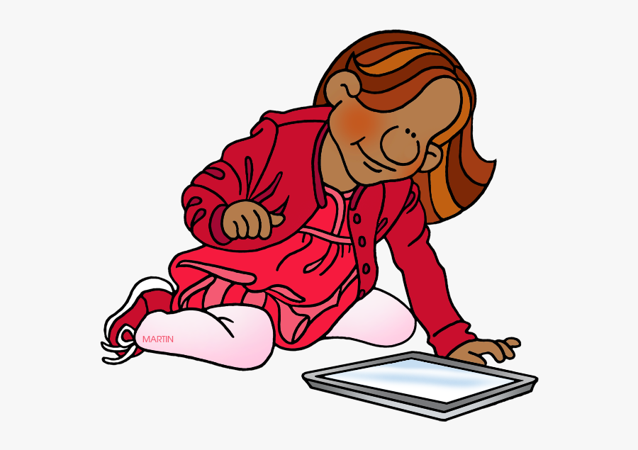 Young Girl With Tablet - Philip Martin Clip Art Sleep, Transparent Clipart