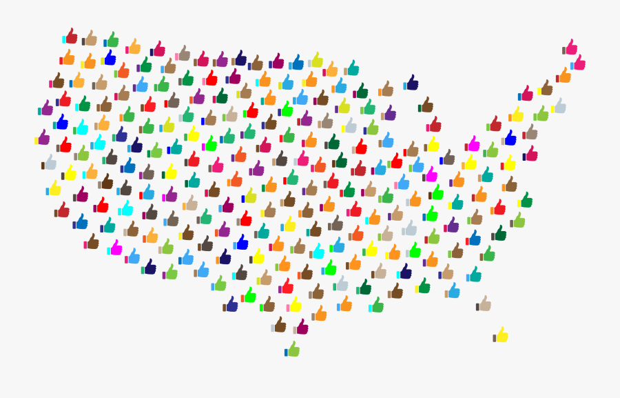 Prismatic Thumbs Up United States Map Clip Arts - United States With Thumbs Up, Transparent Clipart