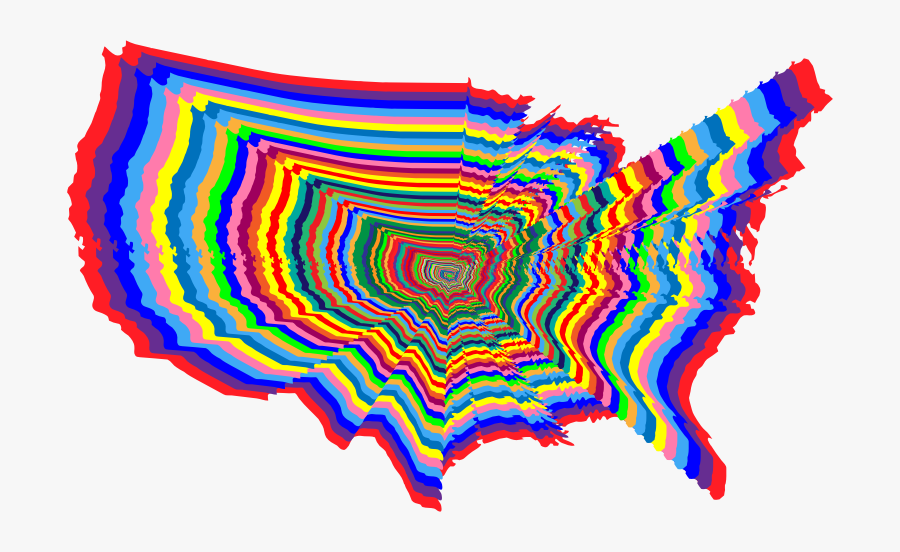 Clipart Prismatic Us Map Outline Zoom - Illustration, Transparent Clipart