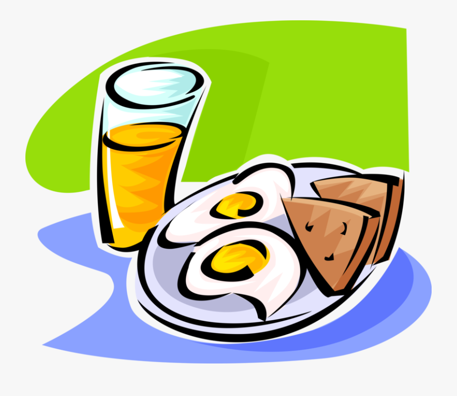 Vector Illustration Of Breakfast Fried Eggs, Toast - Clip Art Egg And Toast, Transparent Clipart