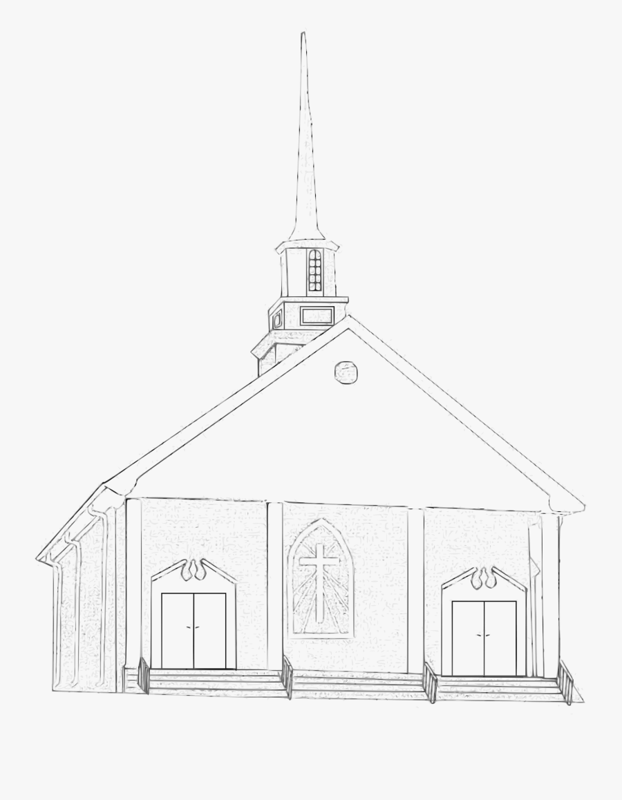 Country Church - Transparent White Church Outline, Transparent Clipart