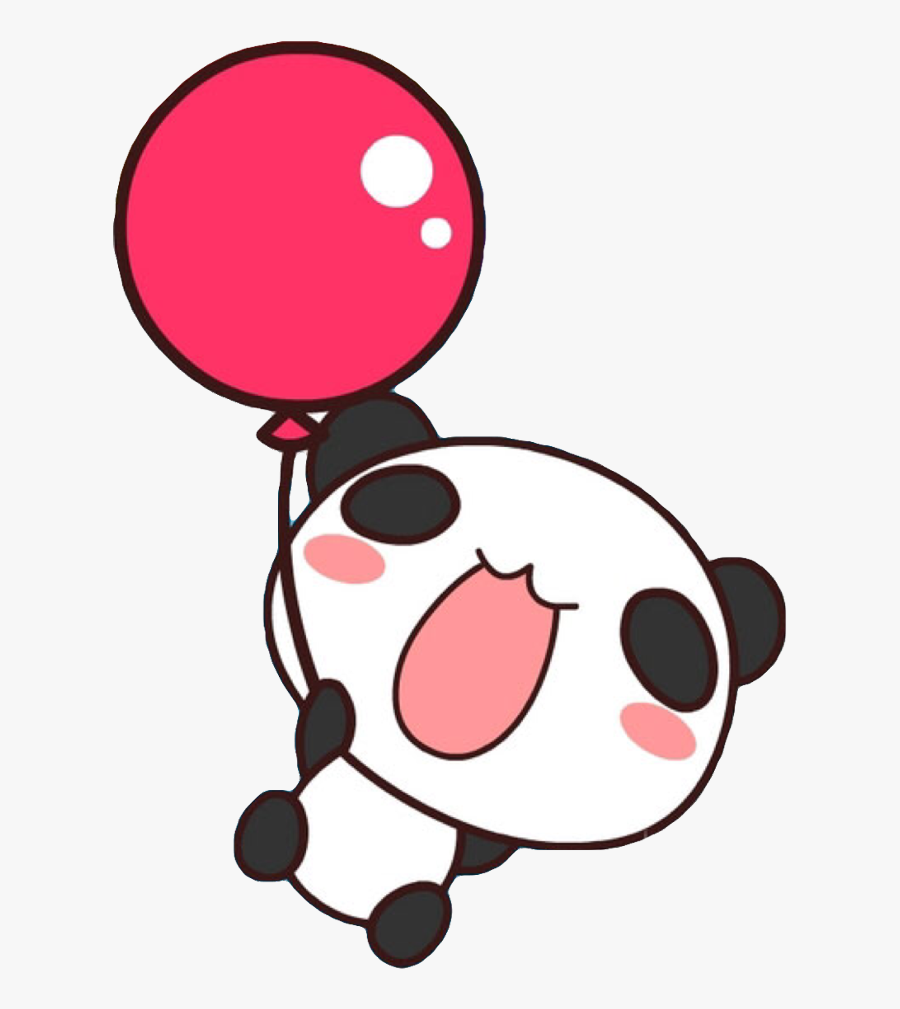 #panda #black #white #kawaii #cute #red #balloon #bear - Clipart Cute White And Black Panda, Transparent Clipart