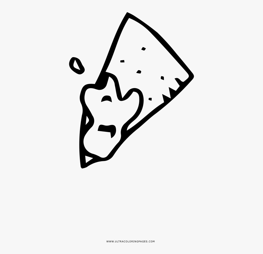 Dipped Nacho Chip Coloring Page, Transparent Clipart