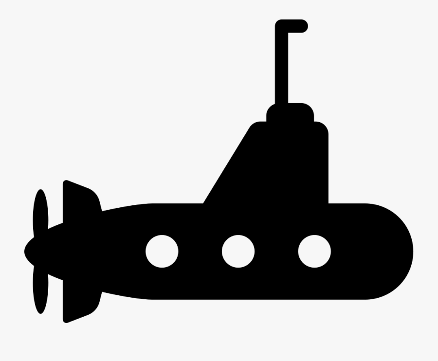 Submarine With Propeller - Silhouette Transparent Background Submarine Clipart, Transparent Clipart