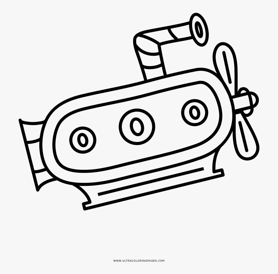 Submarine Coloring Page - Line Art, Transparent Clipart