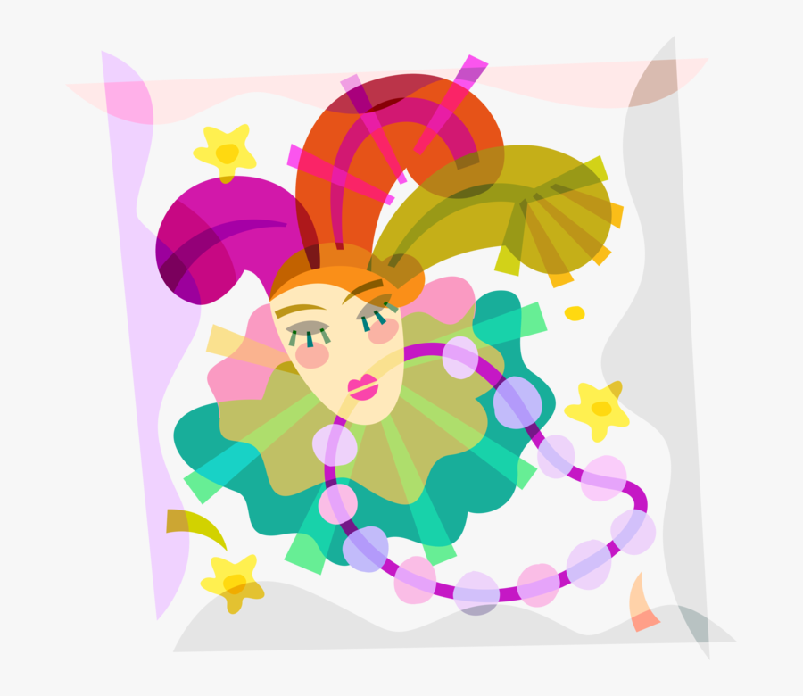 Vector Illustration Of New Orleans Mardi Gras, Shrove - Mardi Gras Beads Clip Art, Transparent Clipart