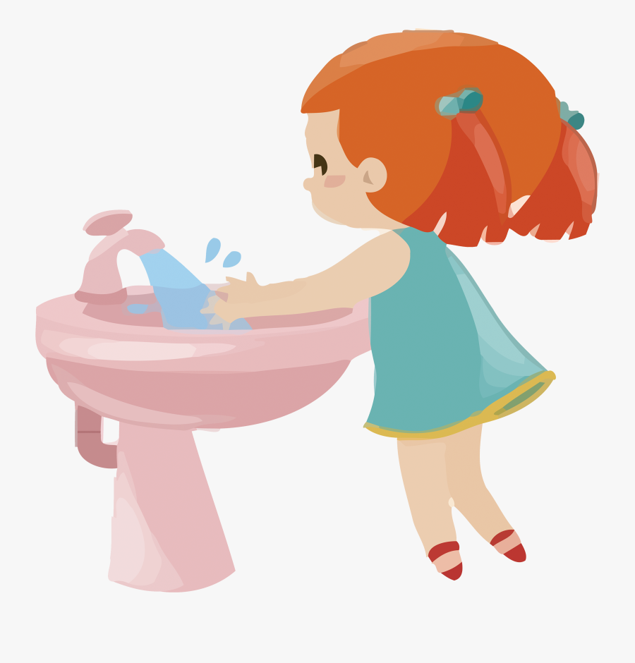 Clipart Girl Washing Hands - Kids Washing Hands Clipart, Transparent Clipart