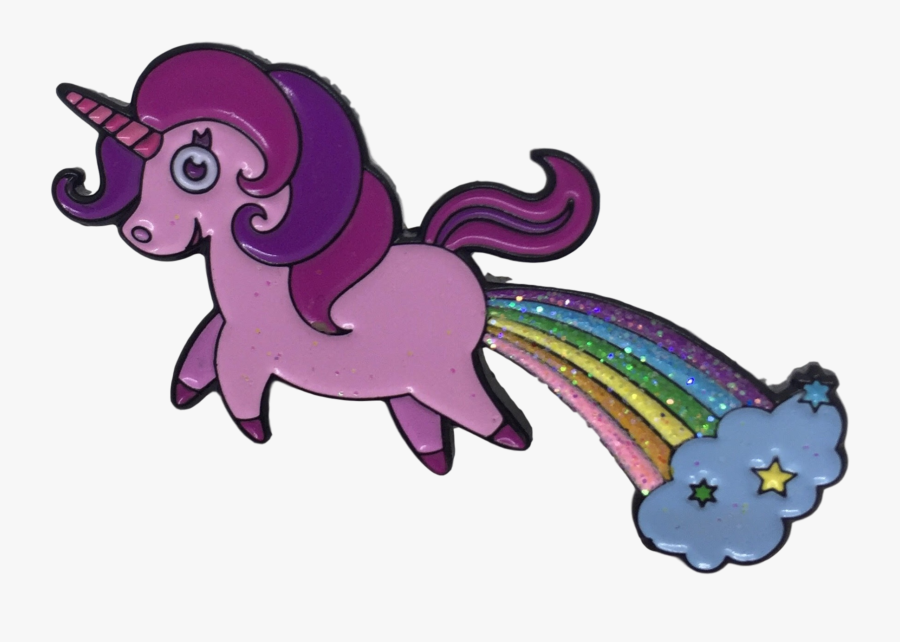 Unicorn Poop Rainbow Farts Enamel Pin - Unicorn Pooping Rainbows, Transparent Clipart