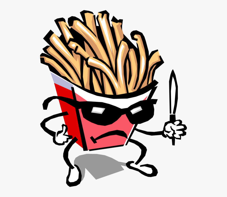 Fries Clipart Vector - French Fry Wearing Sunglasses, Transparent Clipart