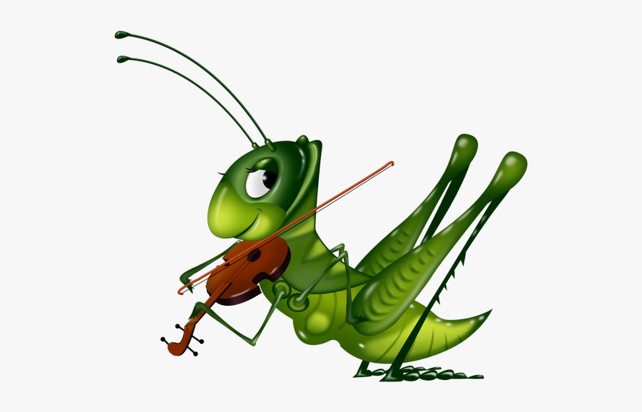 Cricket Insect Drawing - Grasshopper With Violin Clipart, Transparent Clipart