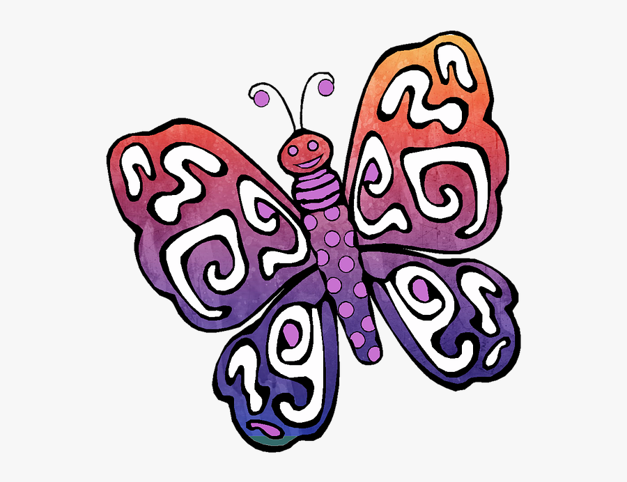 Butterfly, Drawing, Watercolor, Colorful, Kids, Design - Pillangó Gyermekrajz, Transparent Clipart