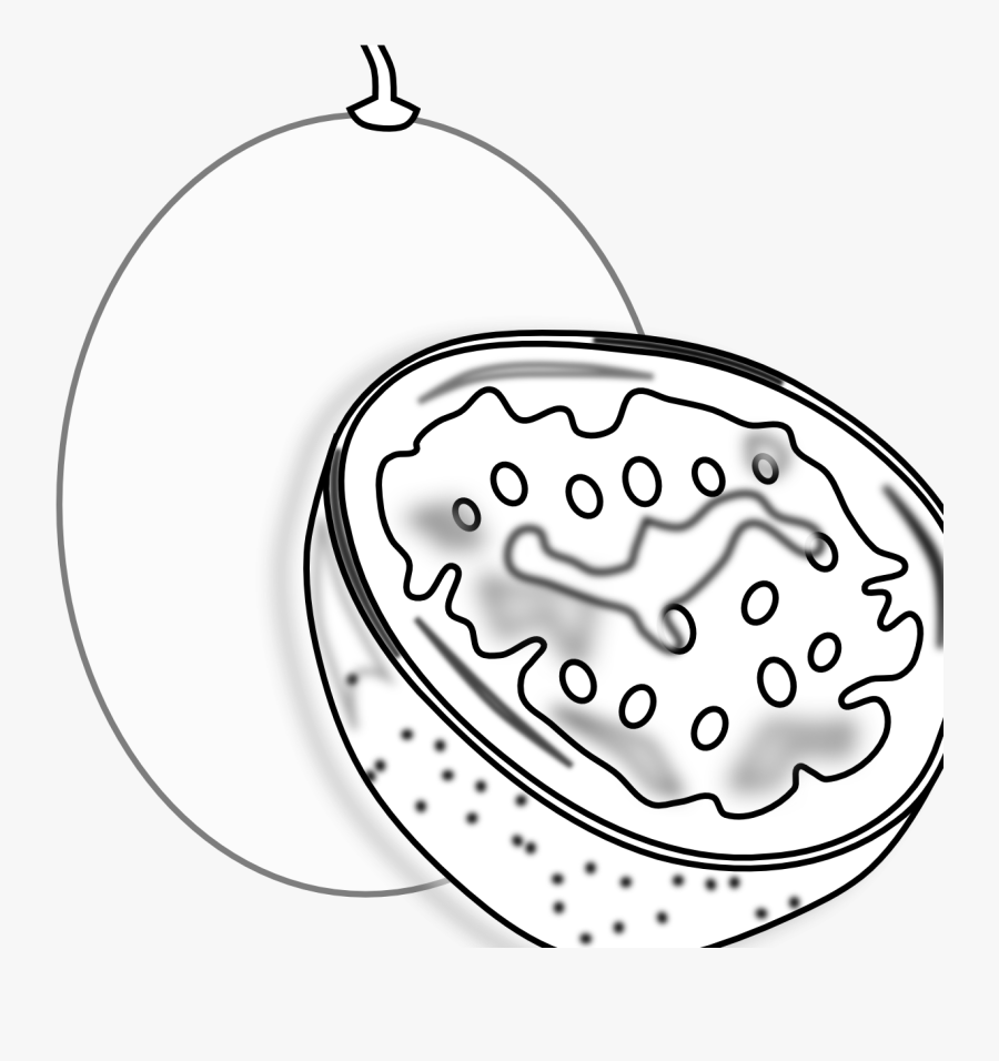 Food Passion Fruit Passion Fruit Black White Line Art - Illustration, Transparent Clipart