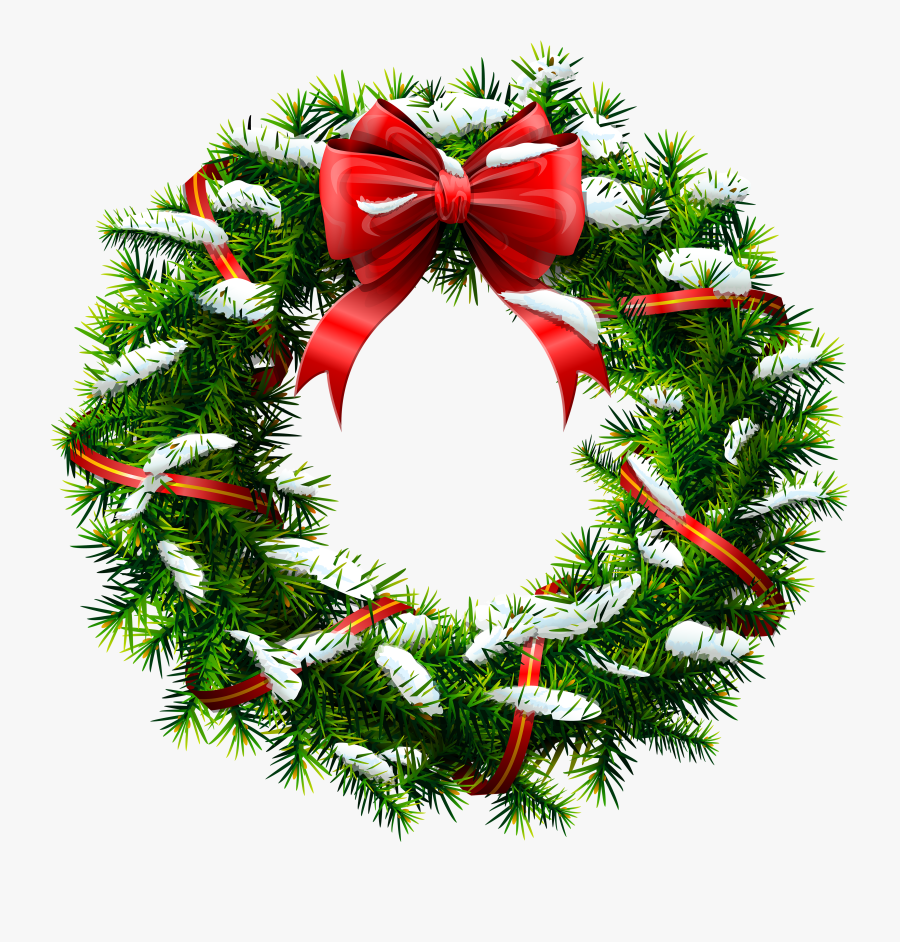Christmas Wreath With Snow Png Clip Art - Free Christmas Wreath Png Vectors, Transparent Clipart