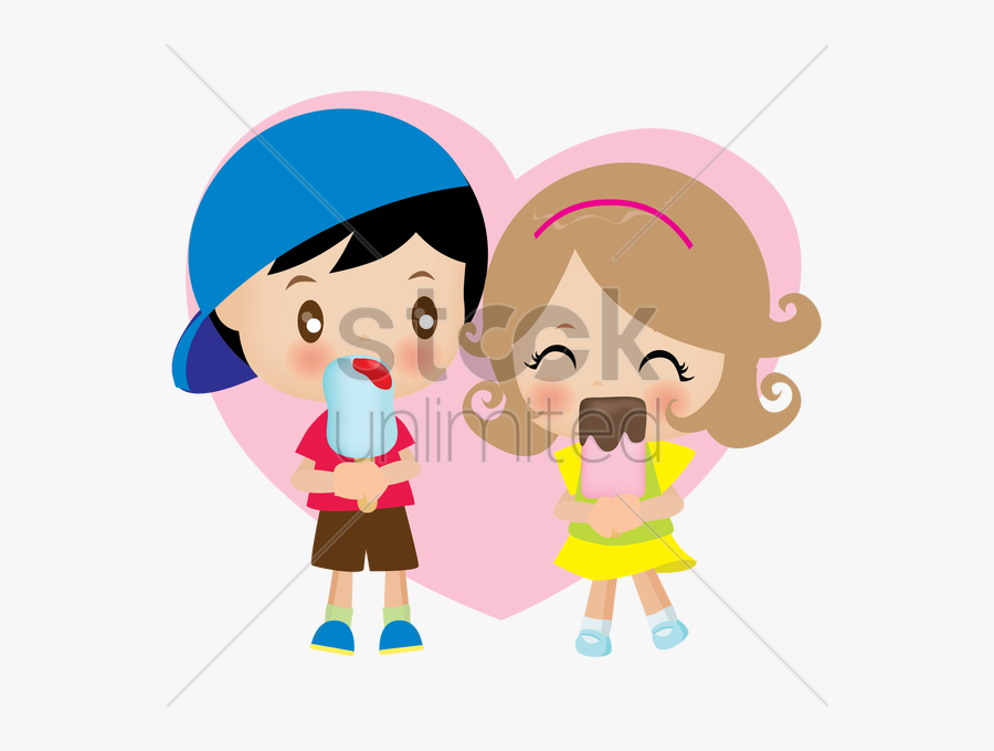 Cartoon Couple Eat Ice Cream Clipart Ice Cream Clip - Couple Eating Ice Cream Cartoon, Transparent Clipart