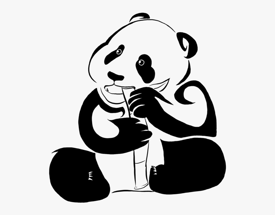Panda Eating Bamboo Drawing - Tribal Panda Tattoo, Transparent Clipart