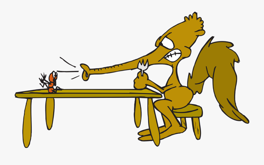 Food, Table, Ant, Fork, Anteater, Eating, Animal, Eat - Ant And Anteaters Cartoon, Transparent Clipart