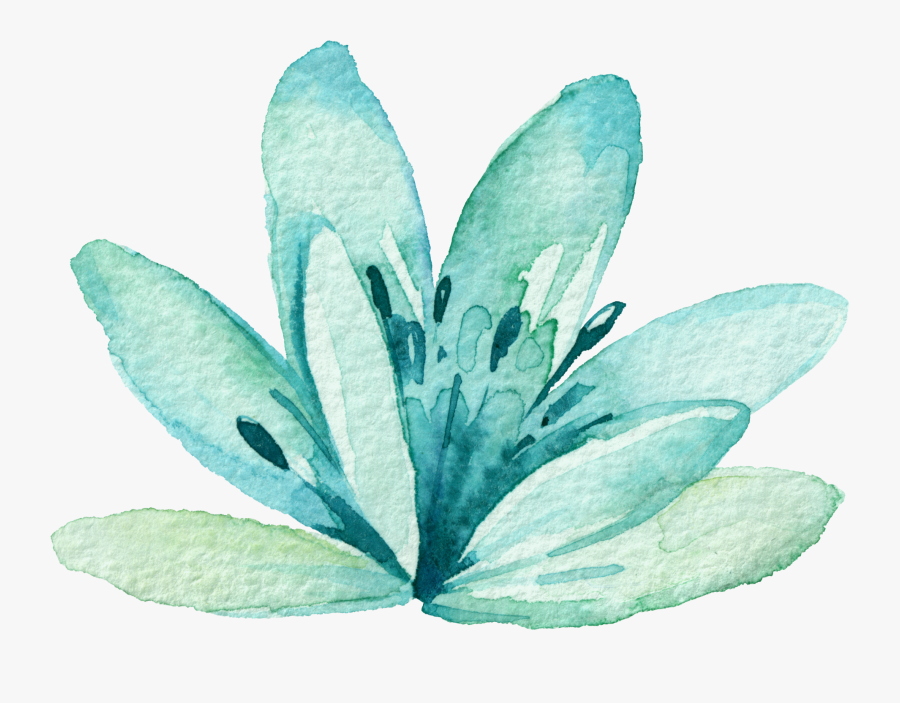 Clip Art Mint Green Flowers - Green Watercolor Flower Transparent, Transparent Clipart