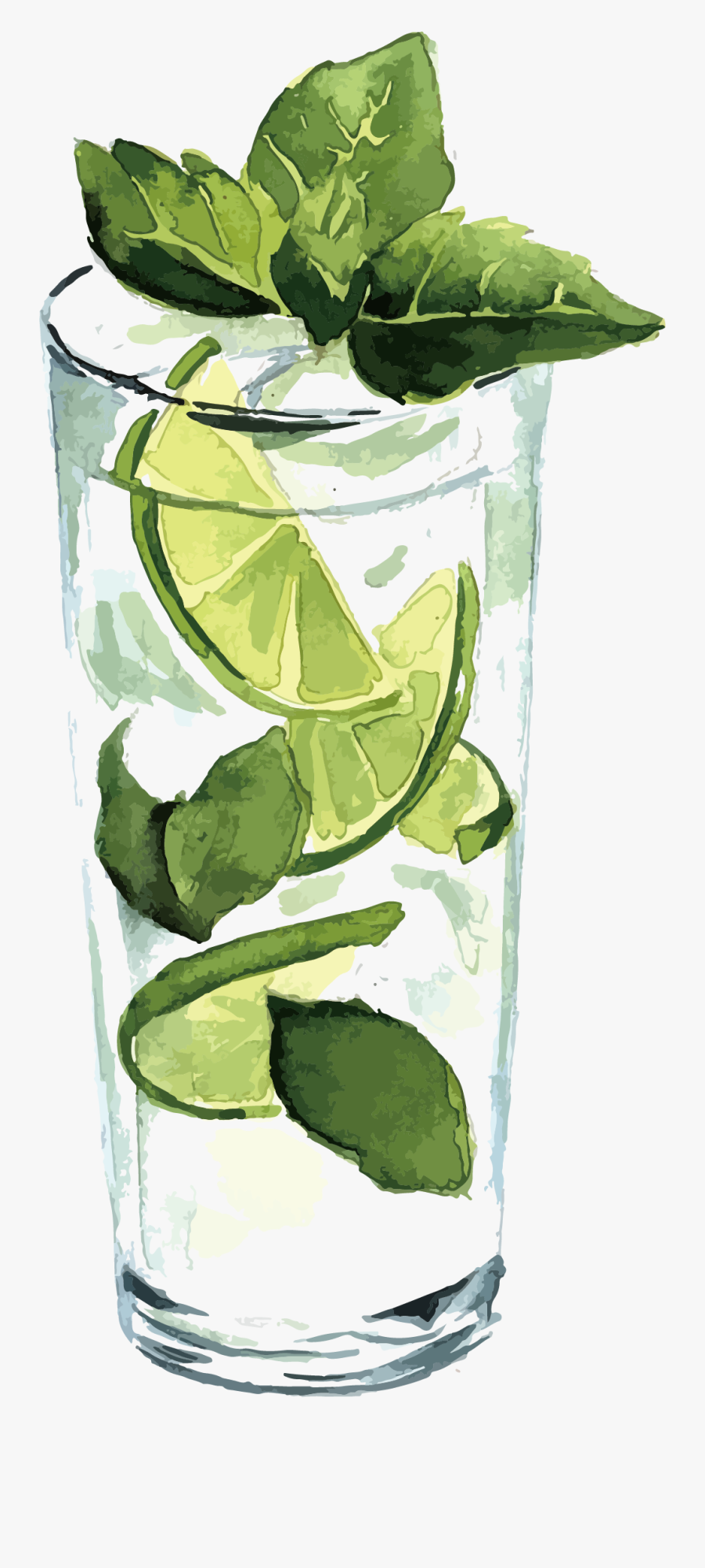 Transparent Mint Clipart - Watercolor Cocktail Clipart, Transparent Clipart