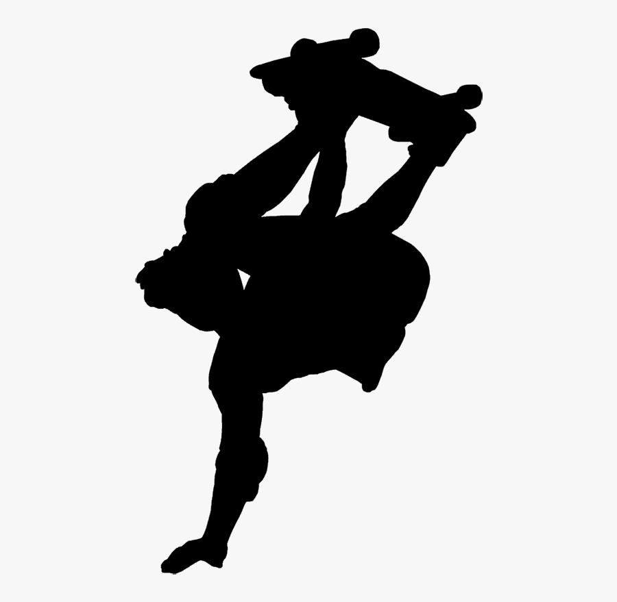 Skateboard Handplant Clip Art, Skateboard Outlined - Skateboarder Silhouette Clipart, Transparent Clipart