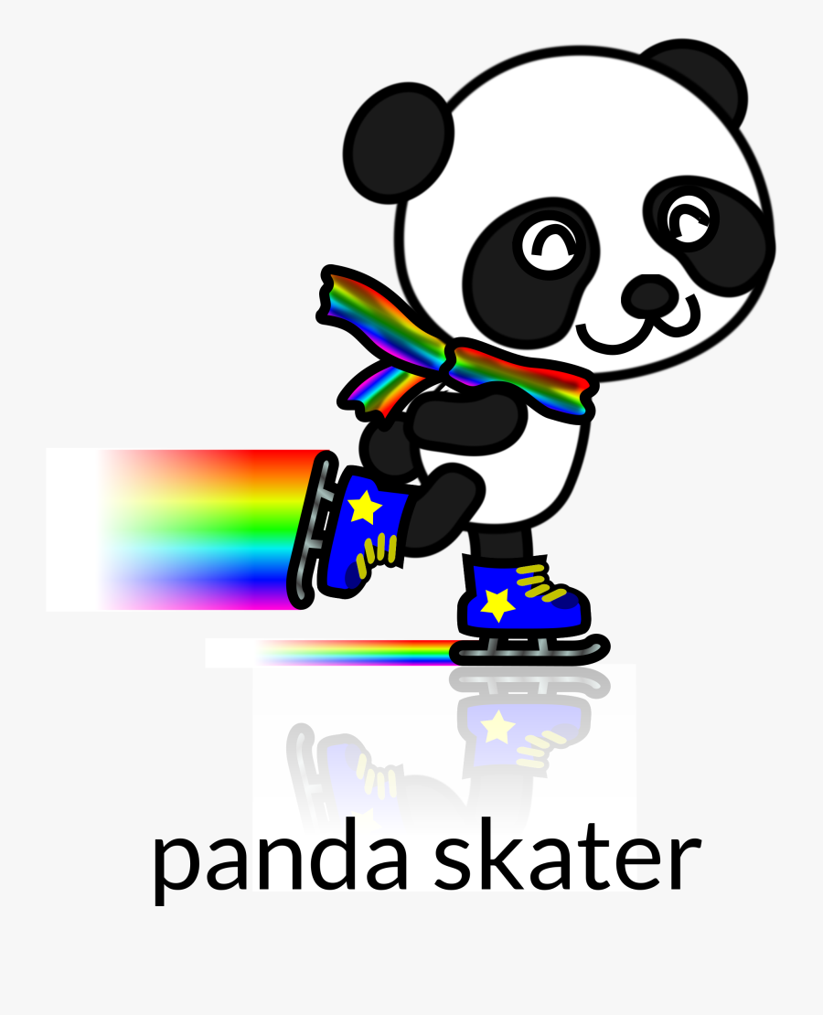 Free Panda Skater Recolored - Skating Panda Clip Art, Transparent Clipart