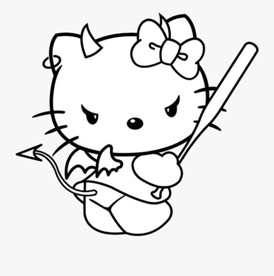 Hellokitty Sanrio Cute Devil Devilhorns Cute Sticker - Hello Kitty Face Devil, Transparent Clipart