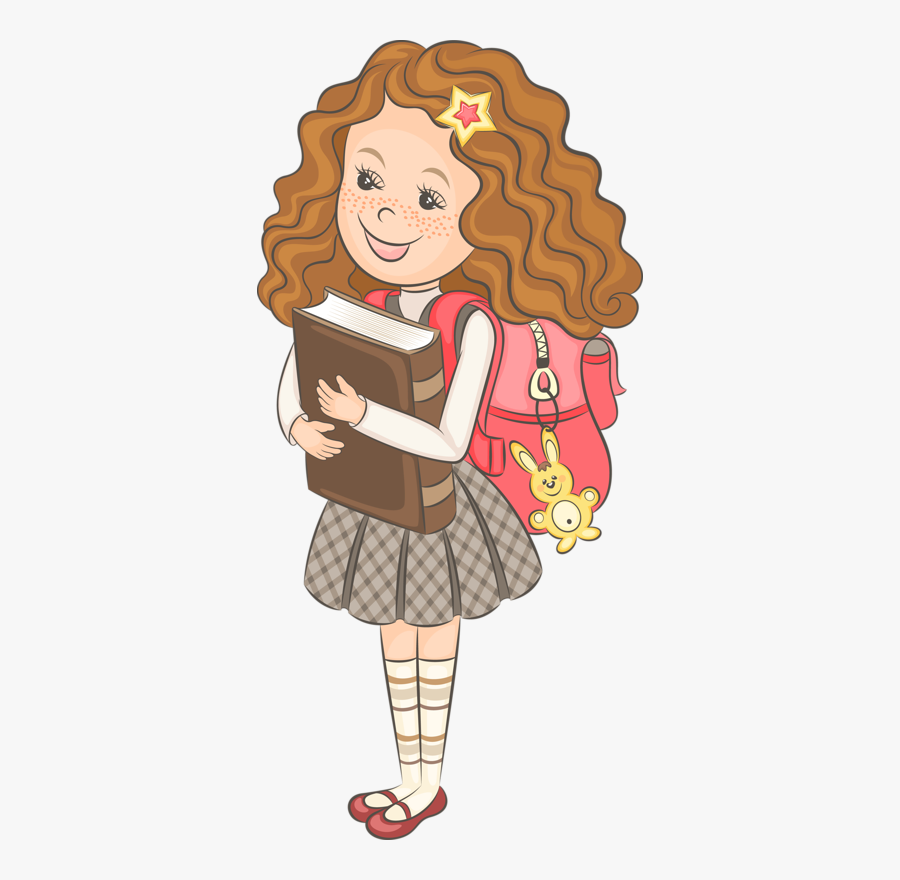 Sister Clip Art - Curly Haired Girl Animated, Transparent Clipart