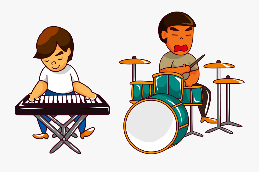 Drums Clipart Ensemble - Play The Drums Cartoon, Transparent Clipart