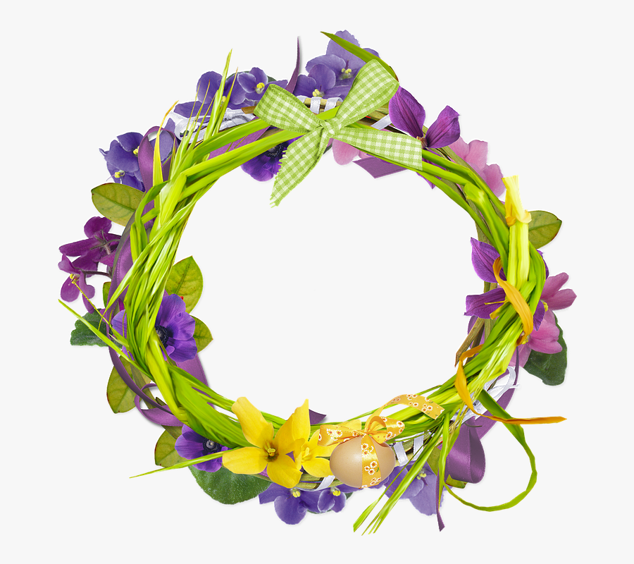 Easter Wreath, Easter Egg, Easter Flowers, Purple - Couronne Oeuf De Paques, Transparent Clipart