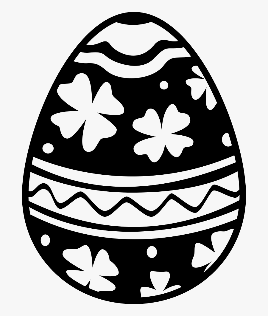 Easter Egg With Flowers And Lines Decoration - Icon Egg Easter Png, Transparent Clipart