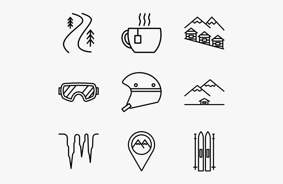 Ski Station Line Craft - Ski Icon Png, Transparent Clipart