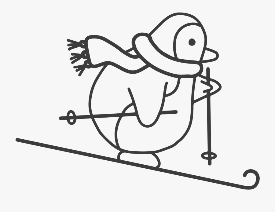 Skiing Penguin Digi Stamp - Cartoon, Transparent Clipart