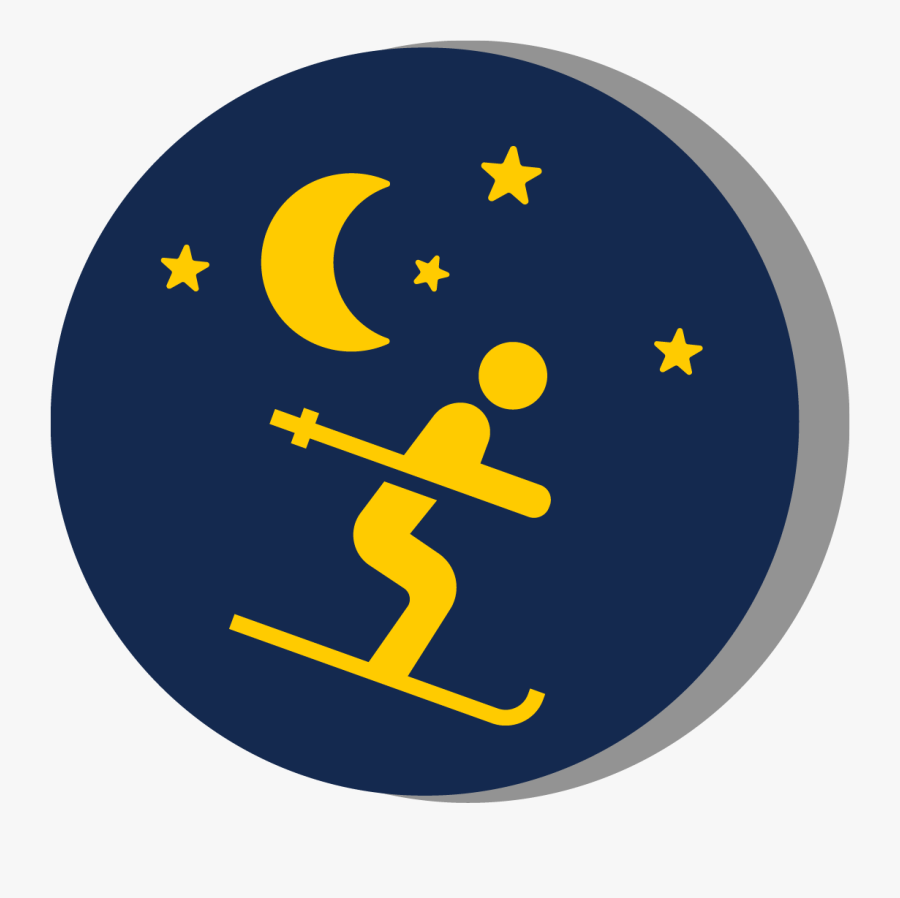 Night Skiing Logo, Transparent Clipart