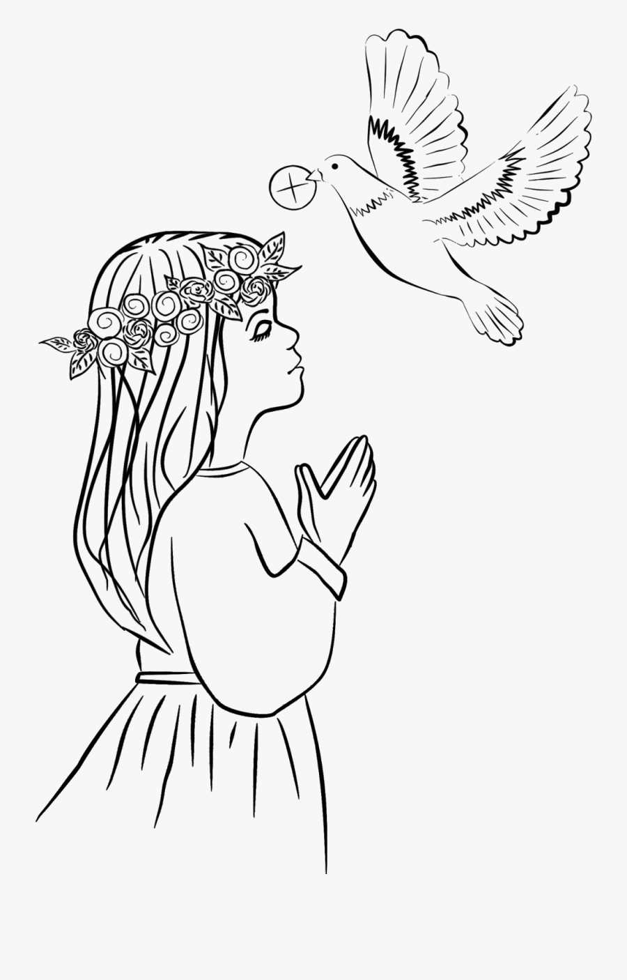 Girl Holy First Communion Drawing Clipart, Transparent Clipart
