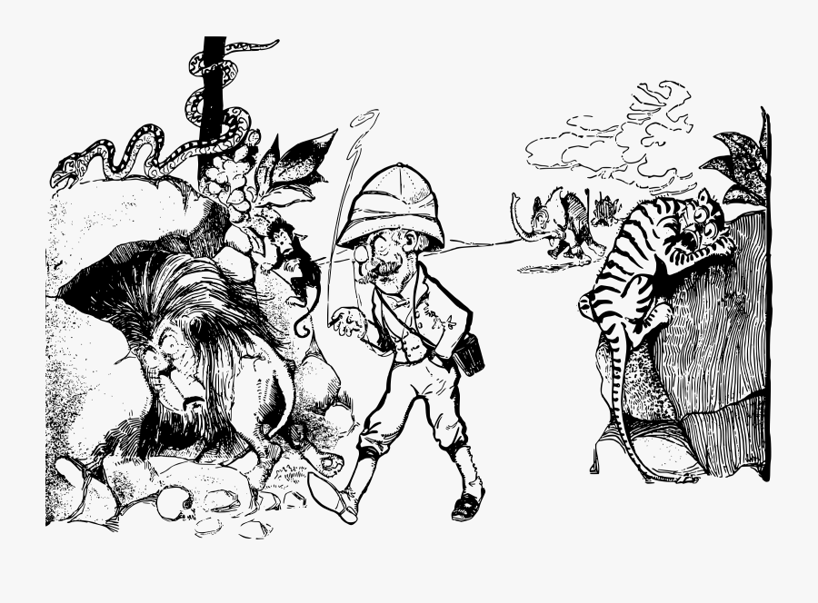 Safari Man Clip Arts - Safari Clipart Black And White, Transparent Clipart
