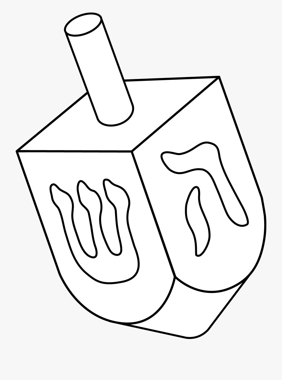 Dreidel Colorable Line Art - Judaism Symbols Dreidel, Transparent Clipart