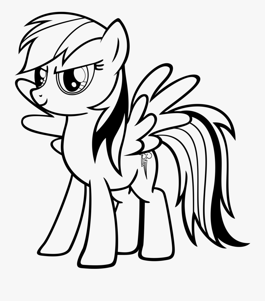 Rainbow Dash Pinkie Pie Rarity Line Art White Black - My Little Pony Rainbow Dash Coloring Pages, Transparent Clipart