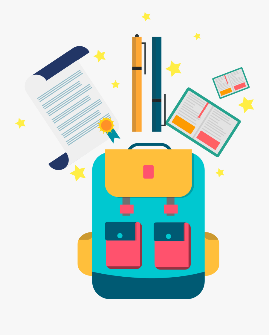 School Clip Stationary Banner Black And White Library - Schoolbag Stationery Clipart, Transparent Clipart