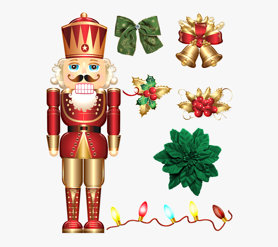 Christmas Gold And Red Deco, Nutcracker, Lights - Christmas Nutcracker Design, Transparent Clipart