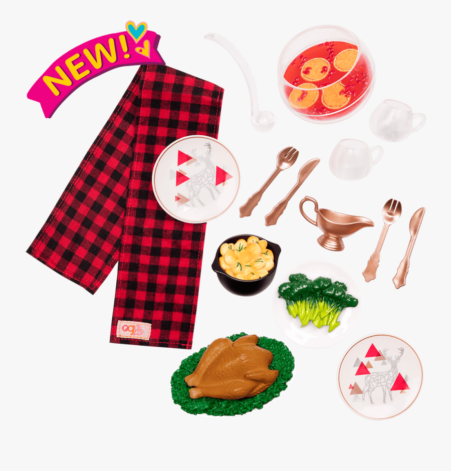 Festive Feast Turkey Dinner Set For 18-inch Dolls - Baked Goods, Transparent Clipart